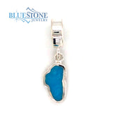 Small Sterling Silver Lake Tahoe Charm With Turquoise
