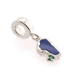 Small Sterling Silver Lake Tahoe Shaped Lapis with One Round Simulated