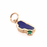 Small Yellow Gold Lapis Lake Tahoe with Emerald Charm for Charm Bracelet