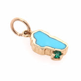 Small Yellow Gold Turquoise Lake Tahoe Charm with Emerald