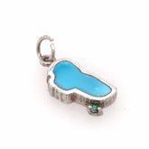 Medium Sterling Silver Lake Tahoe Charm with Jump Ring with Turquoise