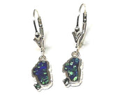 Sterling Silver Lake Tahoe Lever Back Earrings w/ Created Opal & Emerald