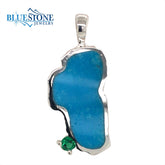 Extra Large Sterling Silver Lake Tahoe Pendant with Turquoise and a Sy