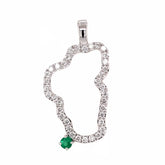 XL 14 Karat White Gold Lake Tahoe Diamond Pendant with Emerald