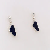 Sterling Silver Post Drop Earrings With Two Lake Tahoe Shaped Lapis.