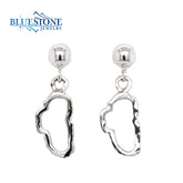 Small Silver Lake Tahoe Outline Post Drop Earrings