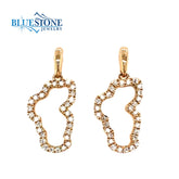 Small 14 Karat Yellow Gold Lake Tahoe Outline Diamond Earrings