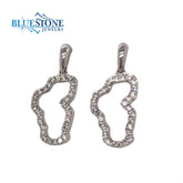 Small 14 Karat White Gold Lake Tahoe Outline Diamond Earrings