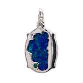 Medium Silver Lake Tahoe/Bear Reversable Pendant with Lab-Grown Opal