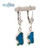 Sterling Silver Lever back Earrings with Two Turquoise Lake Tahoe's