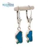Sterling Silver Lever back Earrings with Two Turquoise Lake Tahoe's