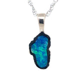 Small 14 Karat White Gold Lake Tahoe Pendant with Australian Opal.
Me