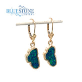 Medium Sized 14 Karat Yellow Gold Lever Back Earrings with 2 Lake Taho