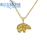 Medium 14KT Gold Bear Pendant With 24KT Gold Nuggets
