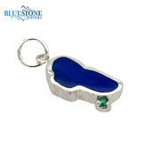 Sterling Silver Medium Lake Tahoe Charm with Lapis and Lab Grown Emera