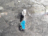 Small Sterling Silver Lake Tahoe Charm with Turquoise and Simulated Emerald