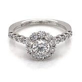 18K White Gold Engagement Ring w/ 0.57ct Special Cut Rd Diamond & an additional 0.76cttw of diamonds