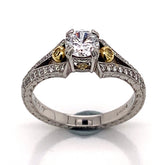 Platinum & 18K Yellow Gold Engagement Ring w/ Yellow Diamonds & White Diamonds