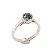 14k White Gold Green/Gray Sapphire & Surprise Diamonds Engagement Ring