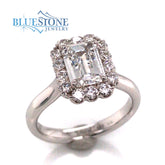 14K White Gold Engagement Ring w/ a 1.07ct Specialty Emerald Cut LG Diamond(size 6.5)