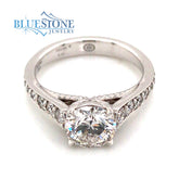 14K White Gold Engagement Ring w/ a 1.43ct Specialty Round Cut LG Diamond(size 6.25)