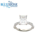 14KWG Engagement Ring w/ 3.00ct Emerald LAB Diamond- Size 6.5