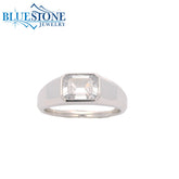 14KWG Engagement Ring w/ 2.00ct Bezel Emerald LAB Diamond- Size 6.5