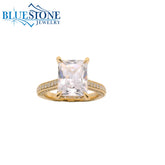 14KWG Pave Engagement Ring w/ 4.00ct Radiant LAB Diamond- Size 6.5