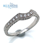 Platinum Engraved Diamond Wedding Band- size 6.5