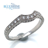 Platinum Engraved Diamond Wedding Band- size 6.5