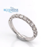 14K White Gold Wedding Band w/Round Diamonds at 0.90cttw(size 6.25)