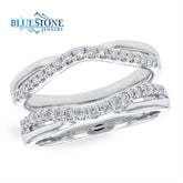 14kt White Gold Ring Guard Wedding Band- Size 7