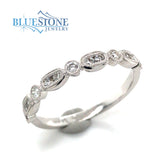 14 Karat White Gold Wedding Band or Fashion Ring with 13 Round Natural