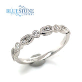 14 Karat White Gold Wedding Band or Fashion Ring with 13 Round Natural