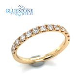 14 Karat Yellow Gold Wedding Band or Fashion Ring with 13 Round Natura