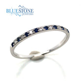 14kt White Gold Sapphire and Diamond Ring- 7.5