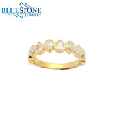 14KYG LAB-Diamond Band w/ 10 Pear Cut - Sz. 7