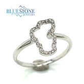 14K White Gold Lake Tahoe Ring with Diamond- Sz 8