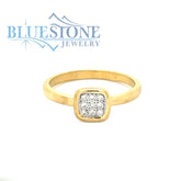 14K Yellow Gold Matte-Finished Ring w/ 0 09cttw Diamonds-Size 6.75