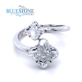 14kt White Gold Clover Diamond Ring- Size 6.5