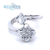 14kt White Gold Clover Diamond Ring- Size 6.5