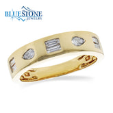 14KT Yellow Gold Flush Diamond Ring- Size 7