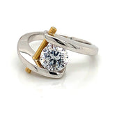 18K White Gold & 24 Karat Yellow Gold Engagement Ring