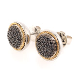 Silver & Gold Black Diamond Earrings