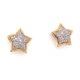 Silver & Gold Star Earrings with Diamonds