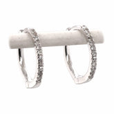 14K White Gold Huggie Earrings with Diamonds