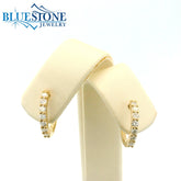 14K Yellow Gold Diamond Huggy Earrings