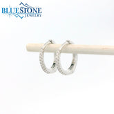 14KWG Huggie Earrings w/ 22 Diamonds - 12mm