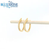 14KYG Oval Huggie Earrings w/ 20 Diamonds - 14.1mm