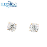 14KYG Lab-Diamond 4-Prong Screw-Back Stud Earrings - 1.09CTW